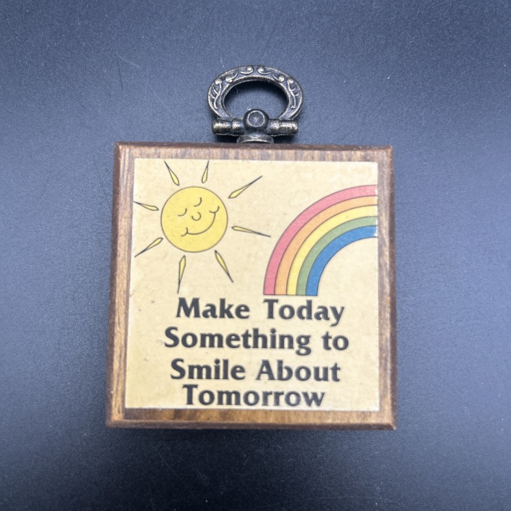 Vintage Hallmark Plaque Make Today SomethingTo Smile About Boho Rainbow Decor